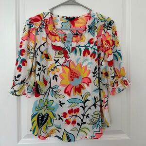 Ann Taylor Factory Flowered Top -Petite